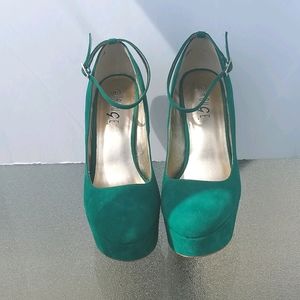 Green Suede High Heels